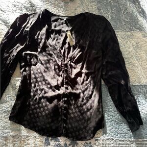 Madewell Black Dot-Pattern Button-Front Blouse